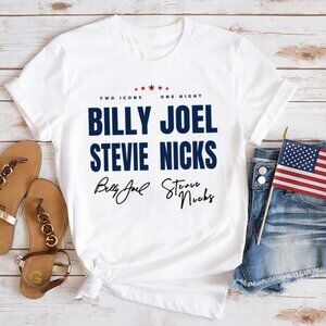 Billy Joel Stevie Nicks 2024 Tour Two Icons One Night Music T Shirt 80